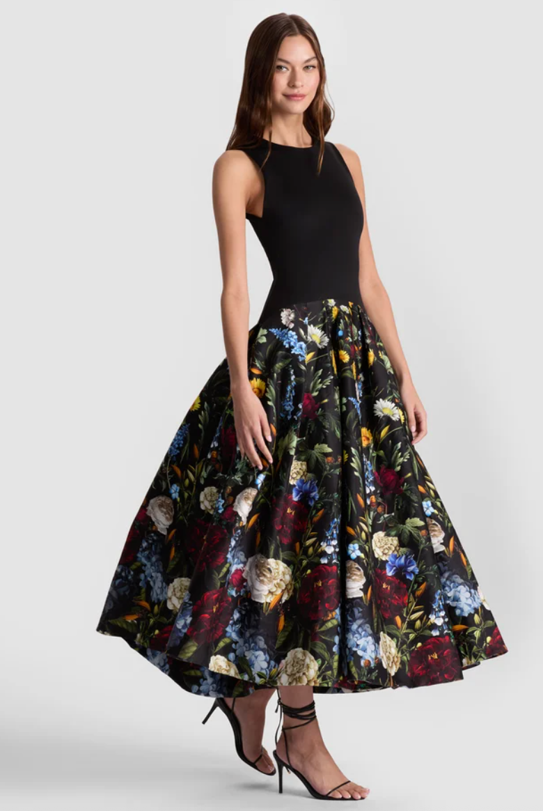 alice + olivia- Adley Flare Midi Dress