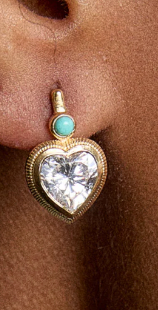 HART-bezel heart earrings w. Turqooiuse