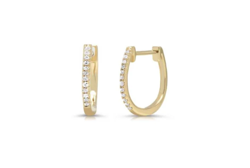 S. Carter- 14k Gold Pave Huggies