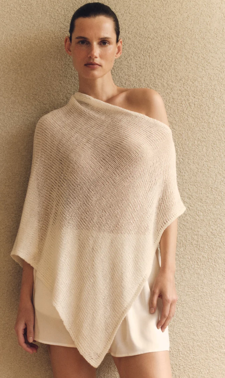 Enza Costa-Linen Open Knit Poncho