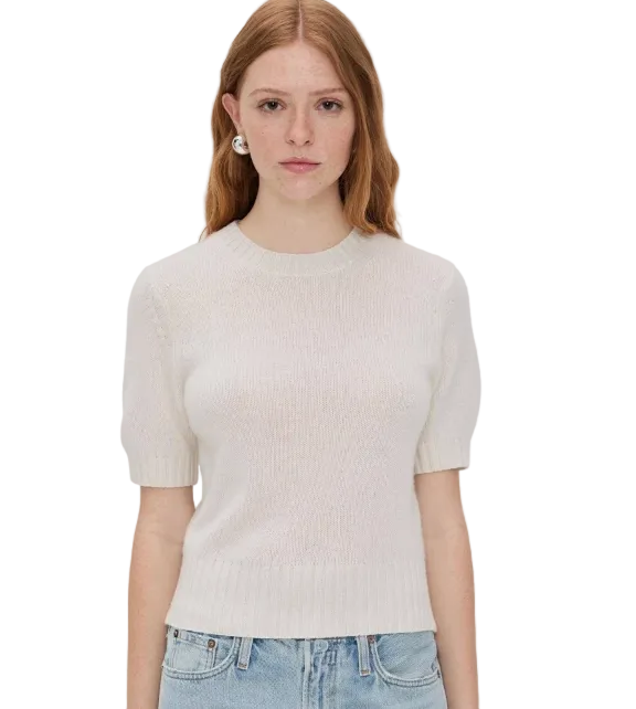 White + Warren- Cashmere Cable Short Sleeve Sweater