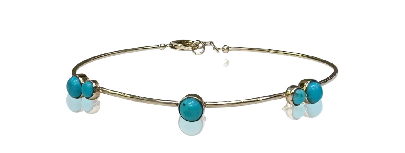 S. Carter- 14k Turquoise Hammered Wire Bracelet