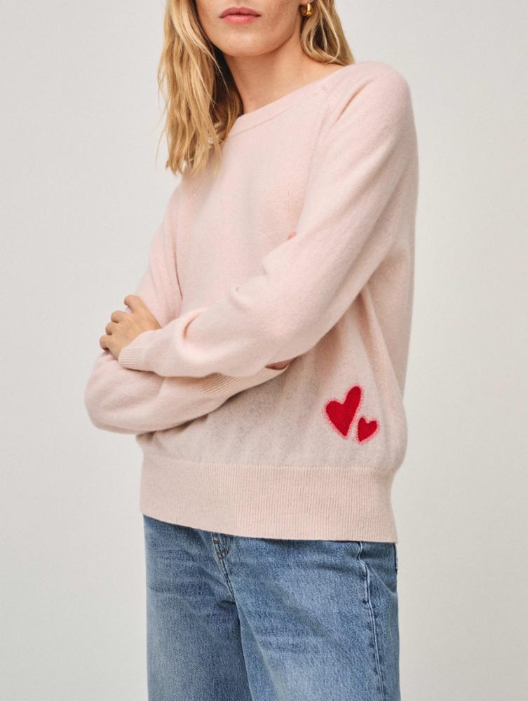White Warren - Cashmere Embroidered Heart Sweatshirt