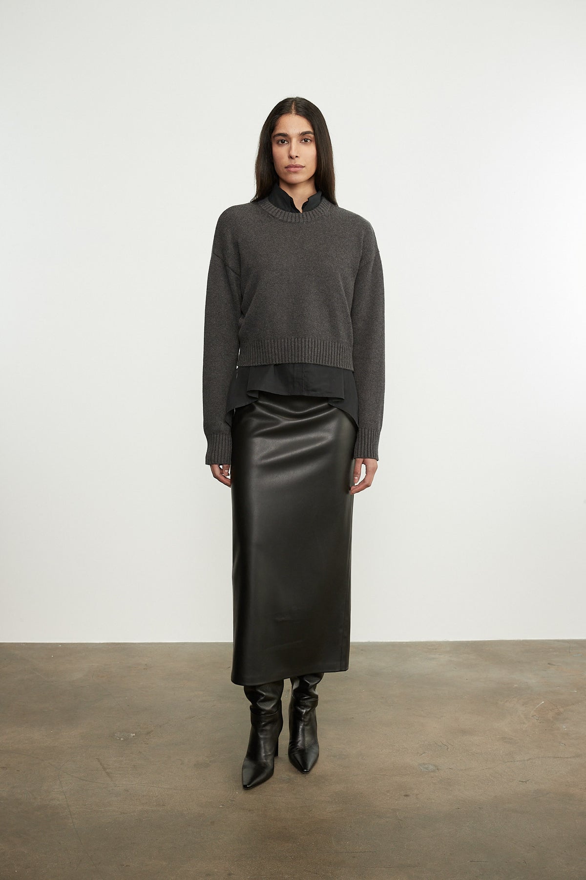 Leather High Waist Curve Skirt