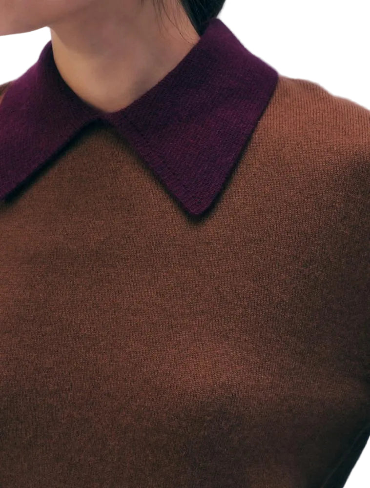 CASHMERE CONTRAST COLLAR SWEATER