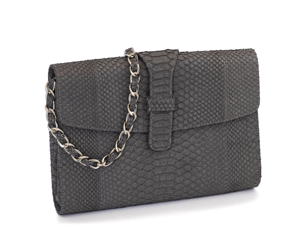 W.H. Petronela- Python Chain Snap Clutch