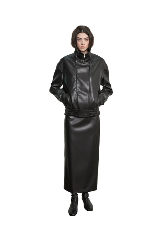 Leather High Waist Curve Skirt