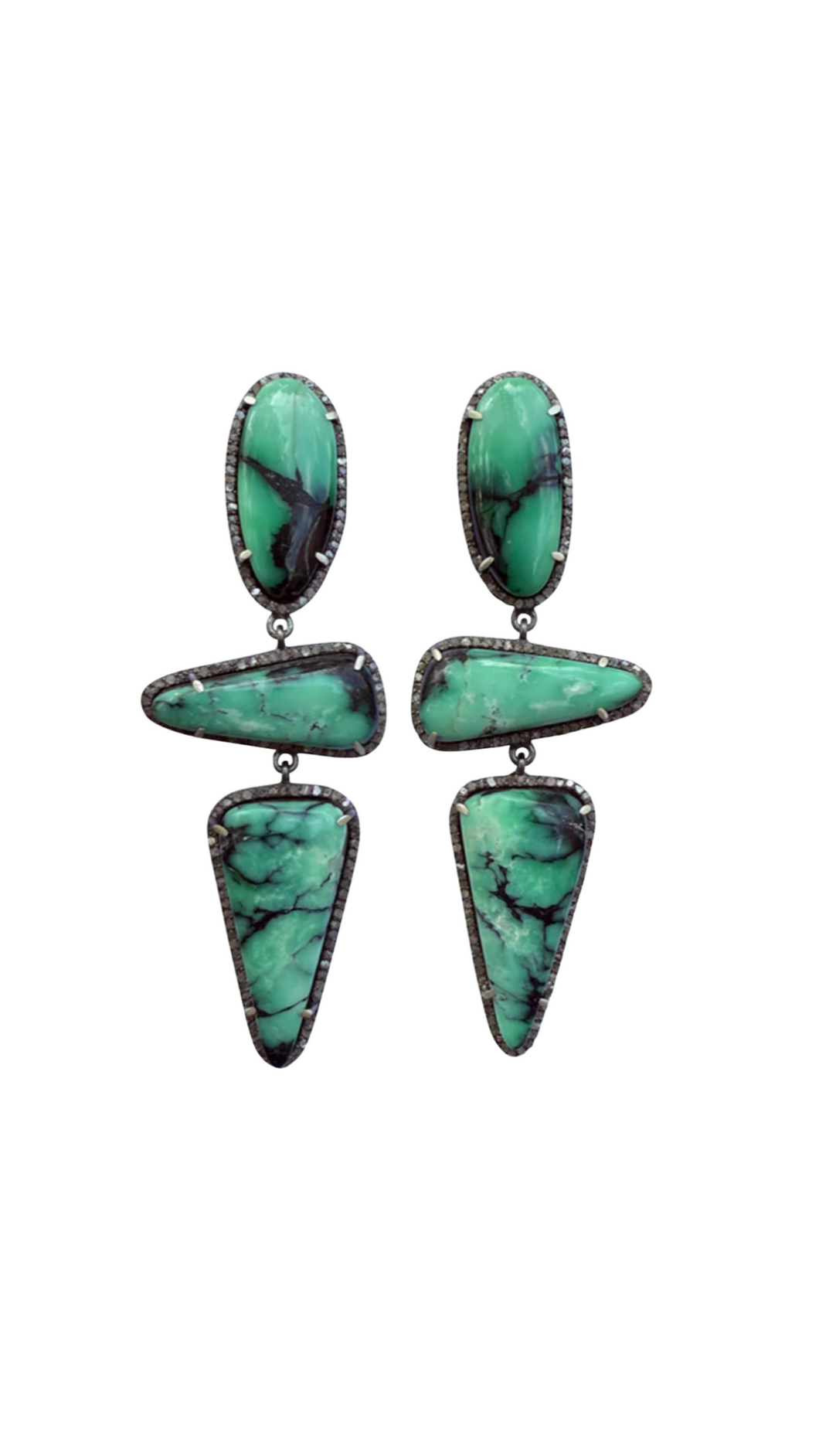 S. Carter- Black Bridge Variscite Triple Drop Earrings