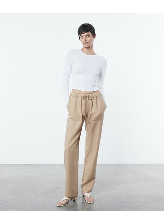 Enza Costa- Silk Rib Cropped Long Sleeve Crew