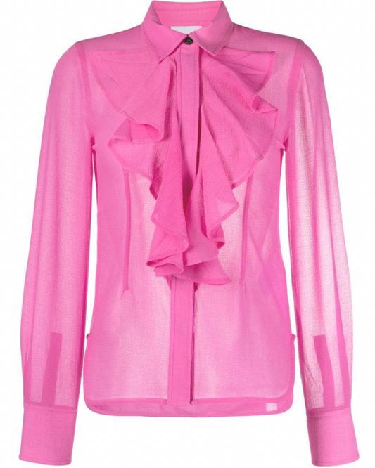 GANNI- Chiffon Ruffle Blouse