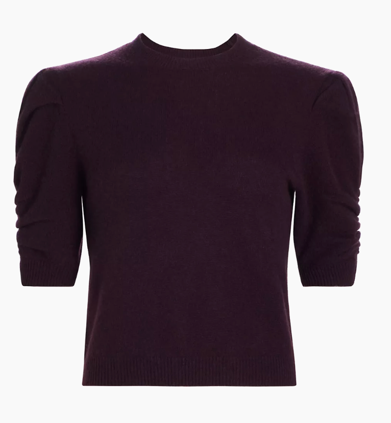 Frame-Ruched Sleeve Cashmere Sweater