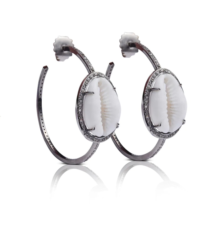 S.Carter- Cowrie Shell Hoops