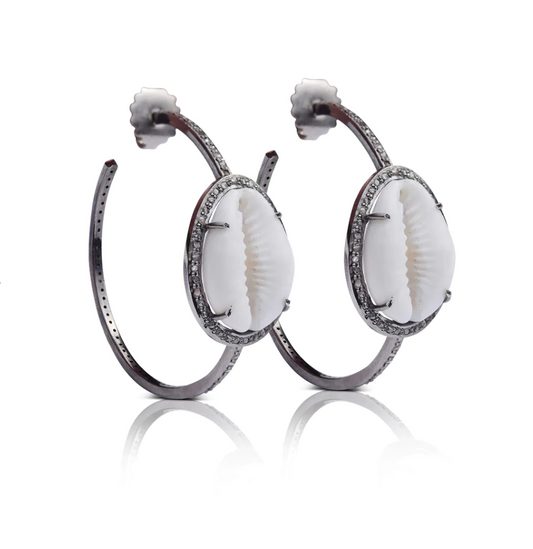 S.Carter- Cowrie Shell Hoops