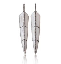 Load image into Gallery viewer, S. Carter- Pearl White Enamel Feather Earrings
