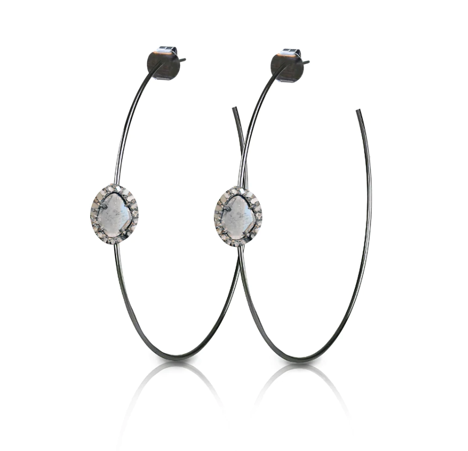 S.Carter- Large Sliced Diamond Hoops