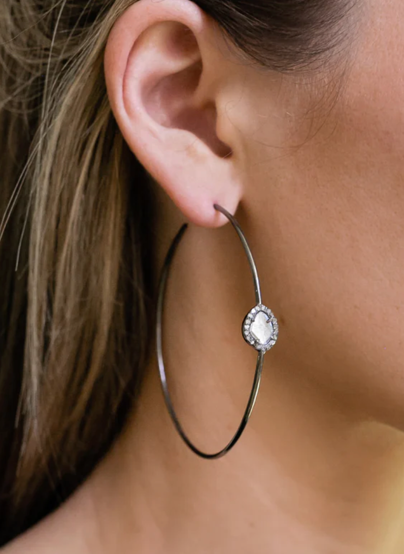 S.Carter- Large Sliced Diamond Hoops