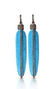 S. Carter Carved Turquoise Feather Earrings