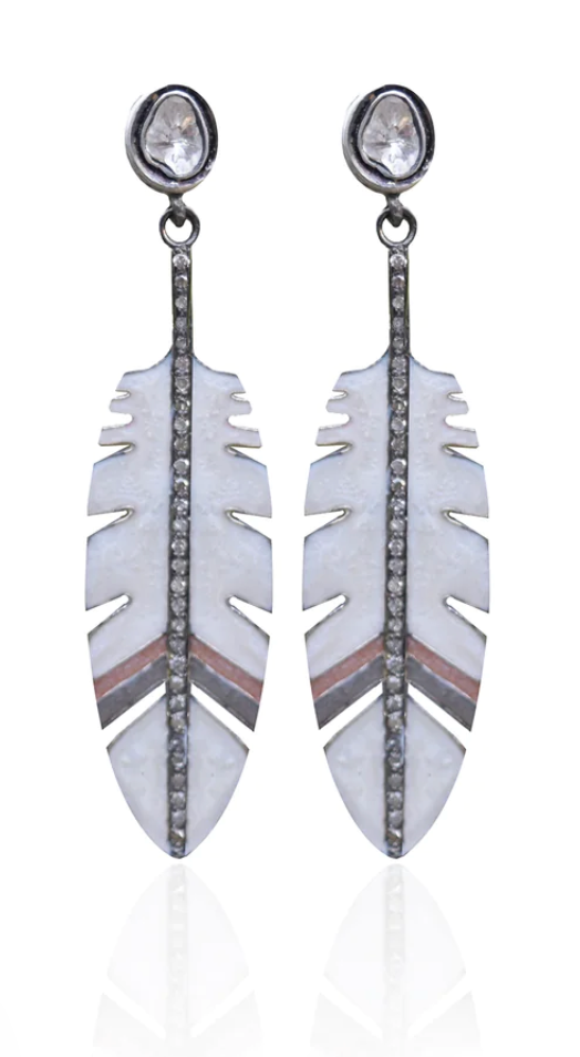 S.Carter- Sliced Diamond Feather w. Stud
