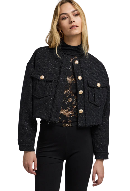 Generation Love- Emille Tweed Bomber Jacket