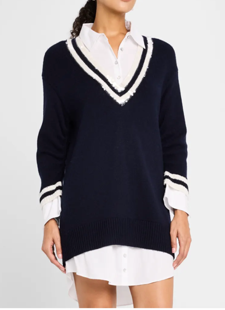 Cinq a Sept- Sequin Deep V Santina Dress