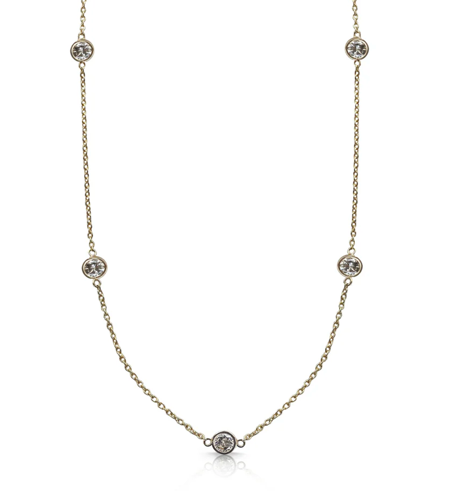 S. Carter Yellow Gold Dainty Diamond Necklace