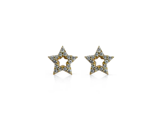 S.Carter- 14k Gold Diamond Star Studs