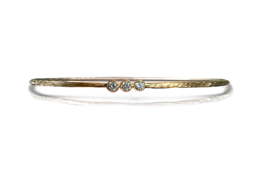 S.Carter- 14k 3 Diamond Hammered Bezel Bracelet