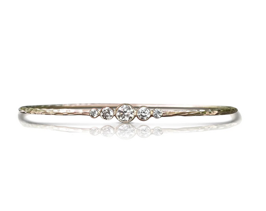 S.Carter- 14k 5 Diamond Hammered Bezel Bracelet