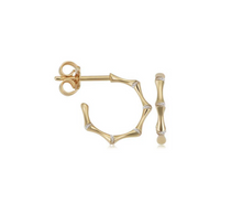 Load image into Gallery viewer, S. Carter - 14k Diamond Bamboo Hoops
