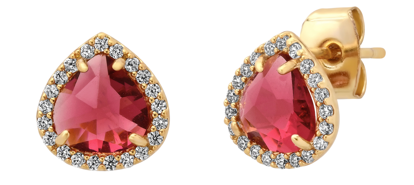 TAI- Bezel Set Glass Pear Studs
