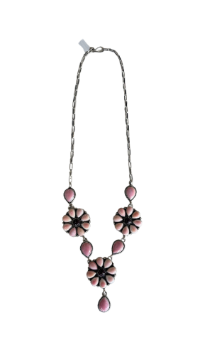 SS- Sterling Silver Pink Conch Flower Necklace