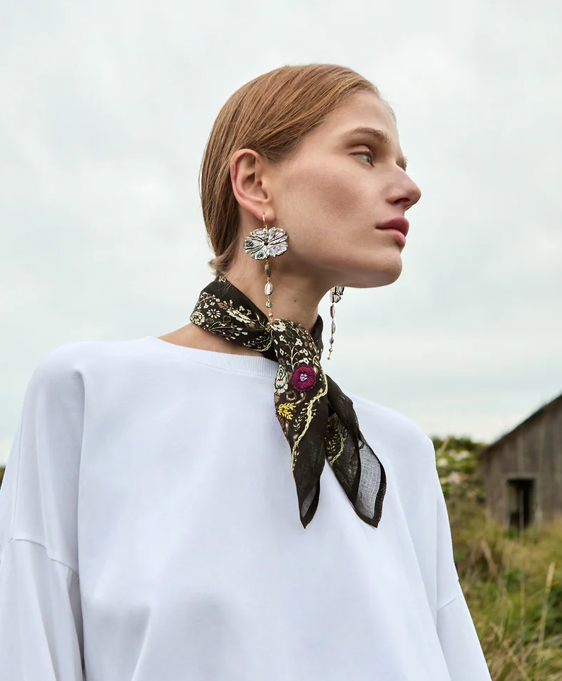 Chan Luu- Embroidered Floral Bandana
