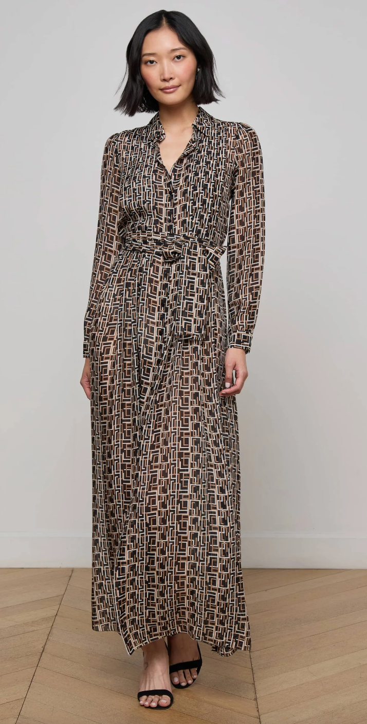 L'Agence- Klaudia Silk Shirt Dress
