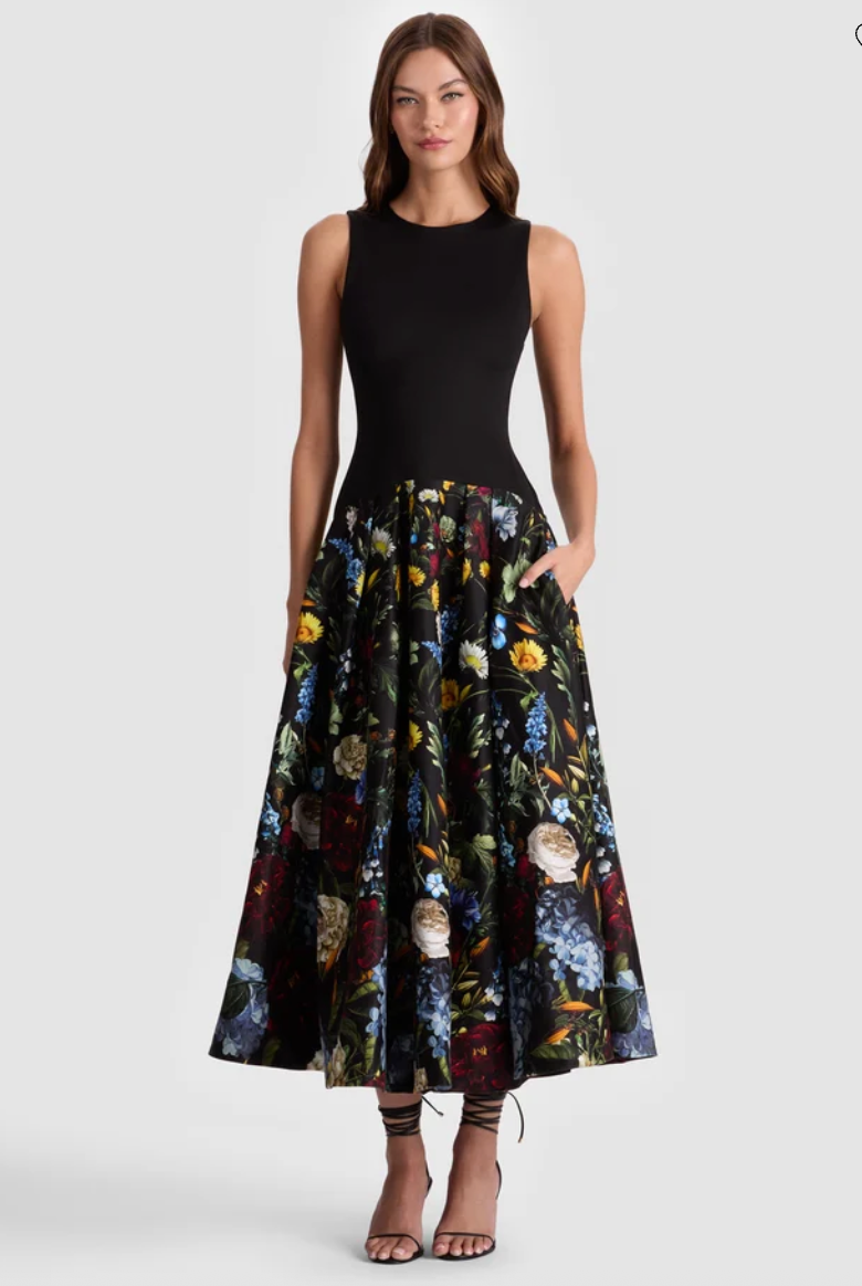 alice + olivia- Adley Flare Midi Dress