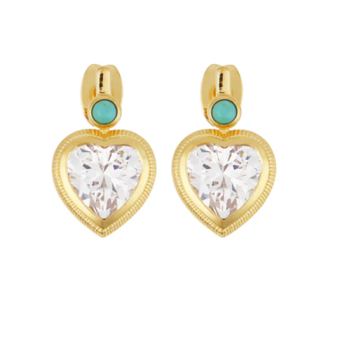 HART-bezel heart earrings w. Turqooiuse