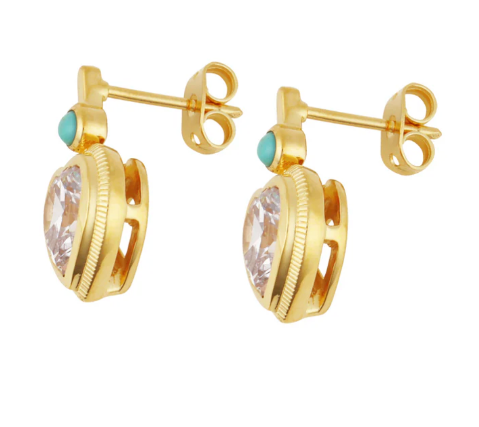 HART-bezel heart earrings w. Turqooiuse
