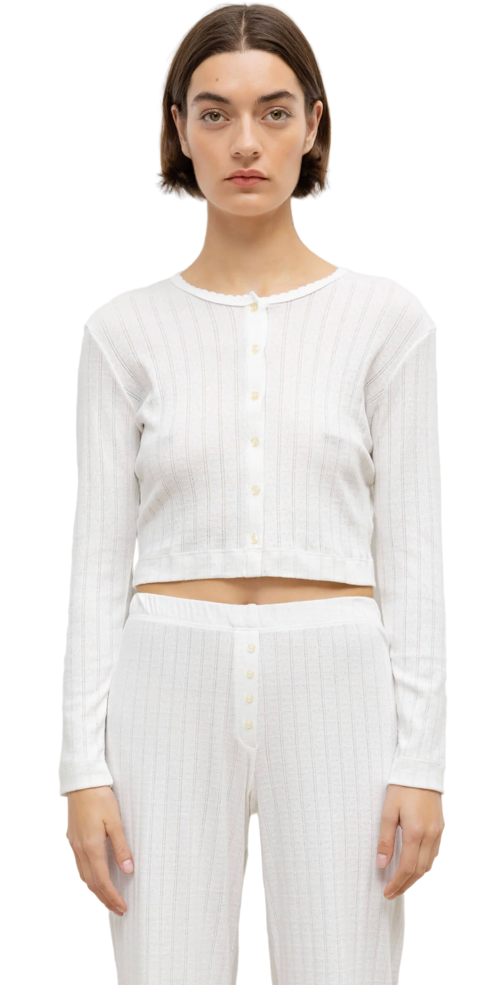 LESET- Pointelle Crop Cardigan