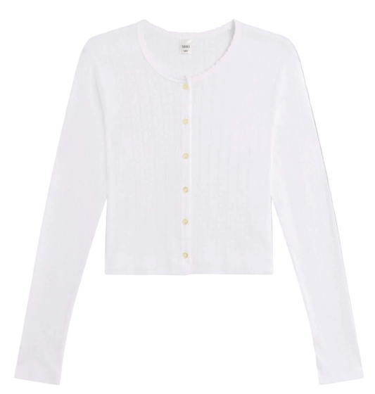 LESET- Pointelle Crop Cardigan
