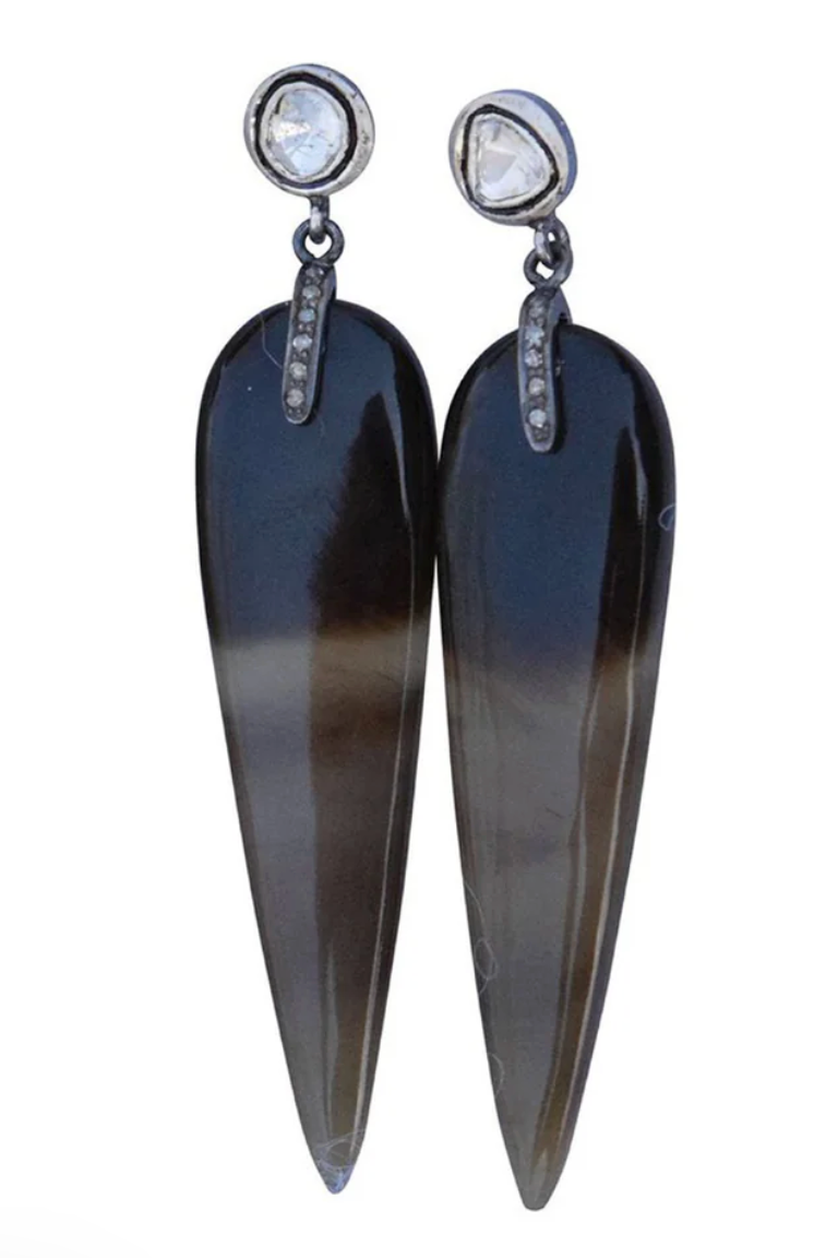S. Carter- Horn Drop Diamond Stud Earrings