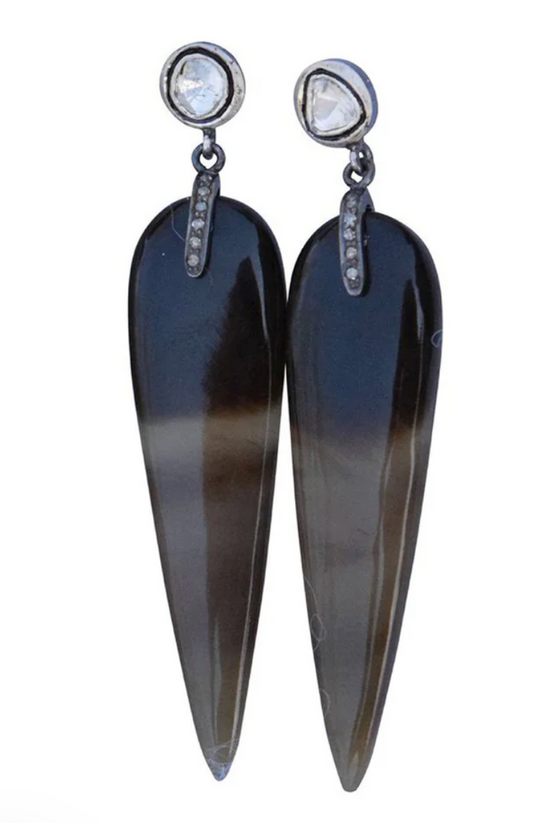 S. Carter- Horn Drop Diamond Stud Earrings