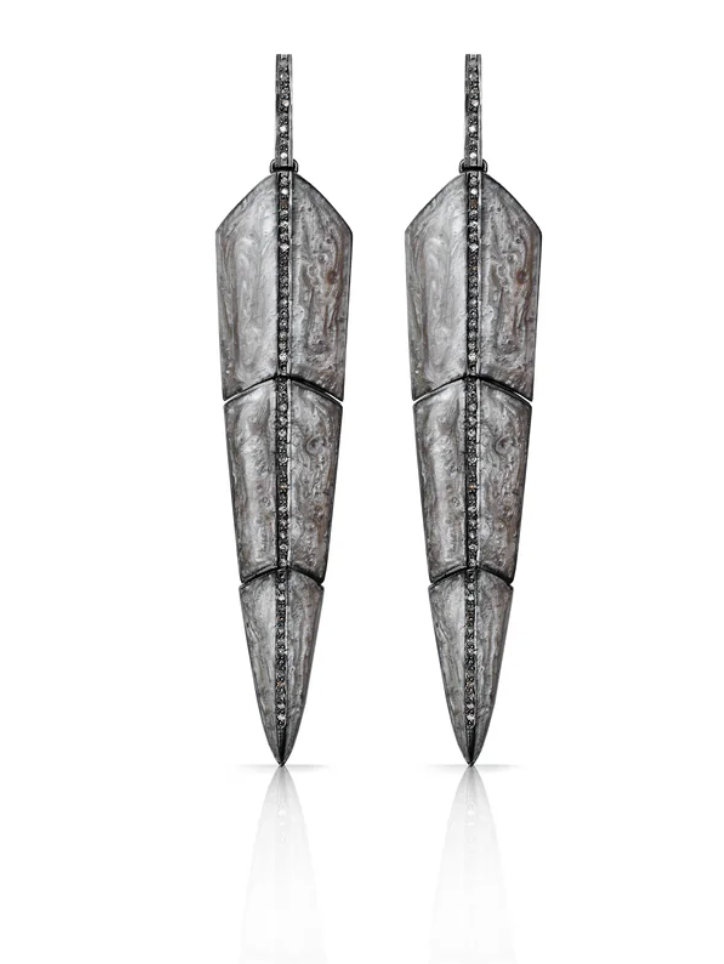 S. Carter- Pearl Enamel Feather Earrings