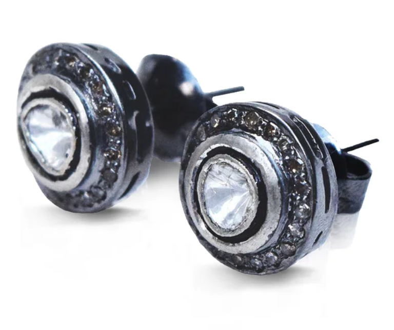 S.Carter- Sliced Diamond + Pave Stud