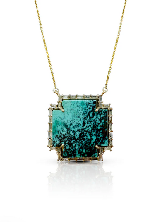 S. Carter- 14k Small Turquoise Cross Necklace