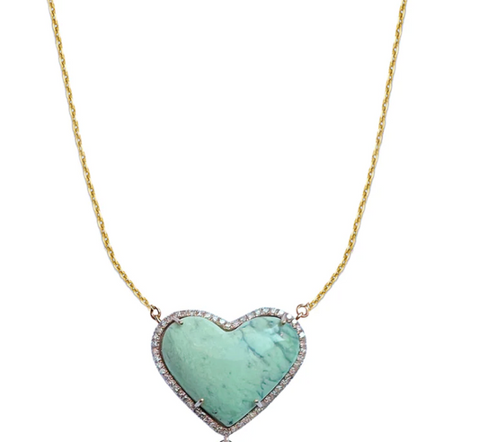 S. Carter- 14k Variscite Heart Necklace