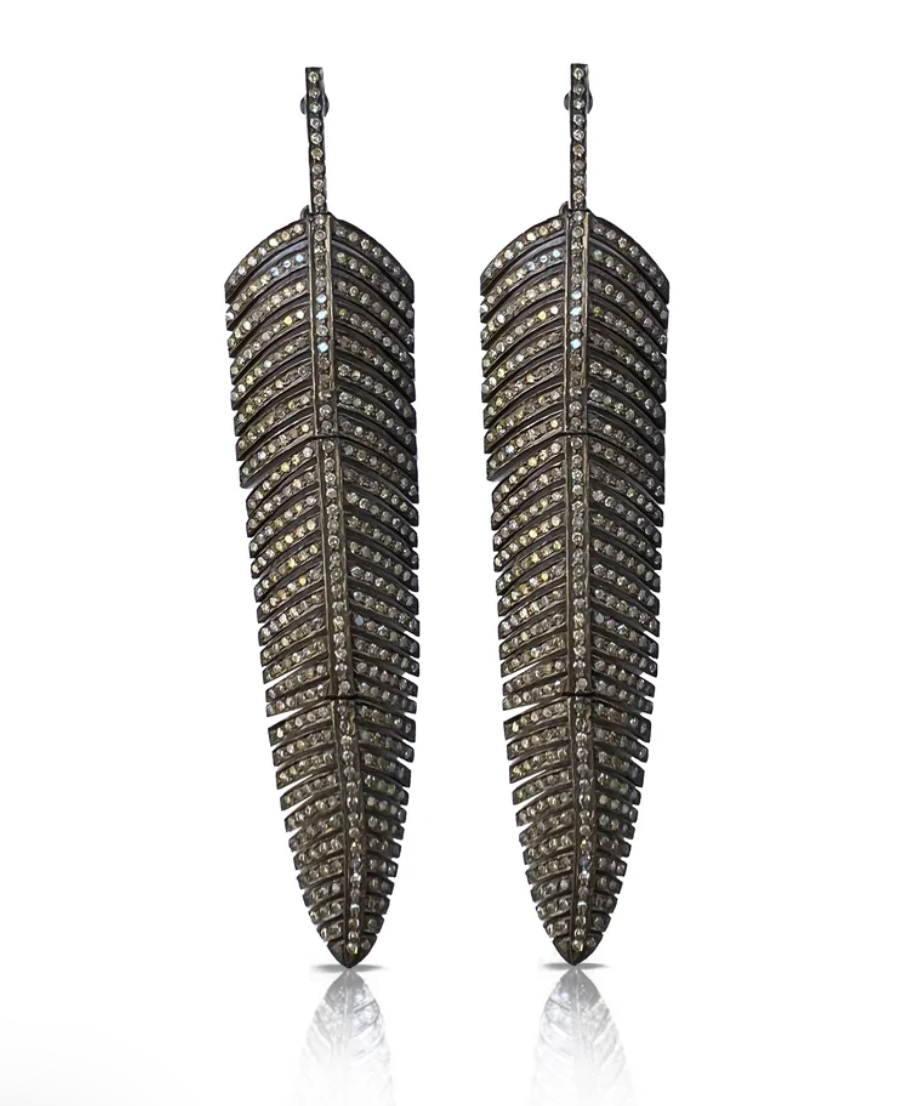 S. Carter- Full Pave Feather Earrings