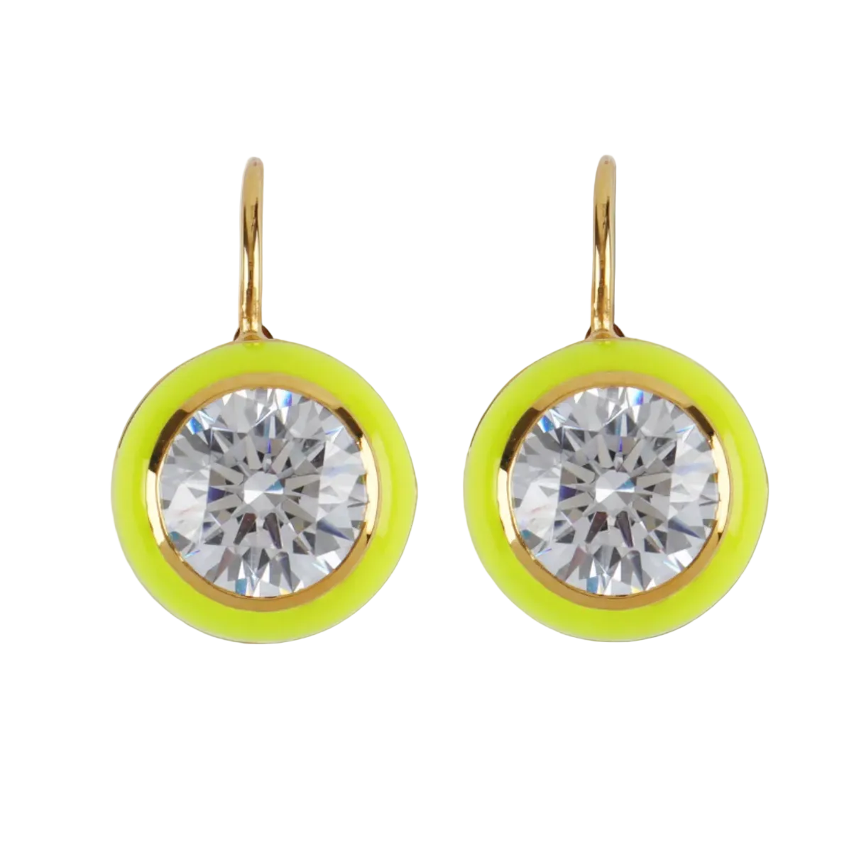 HART- Chartreuse Bezel Drop Earrings