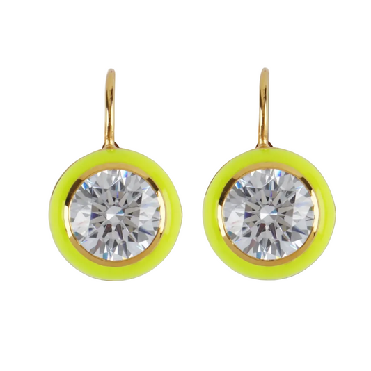 HART- Chartreuse Bezel Drop Earrings