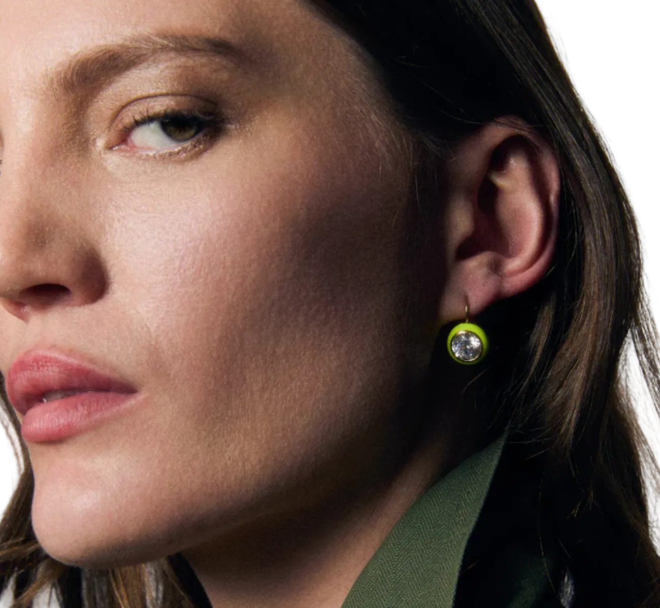 HART- Chartreuse Bezel Drop Earrings
