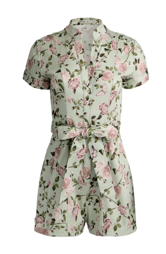 alice+olivia- Lucy Roll Sleeve Romper