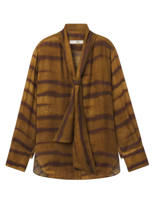 Frame- The Silk Oversized Tie Shirt